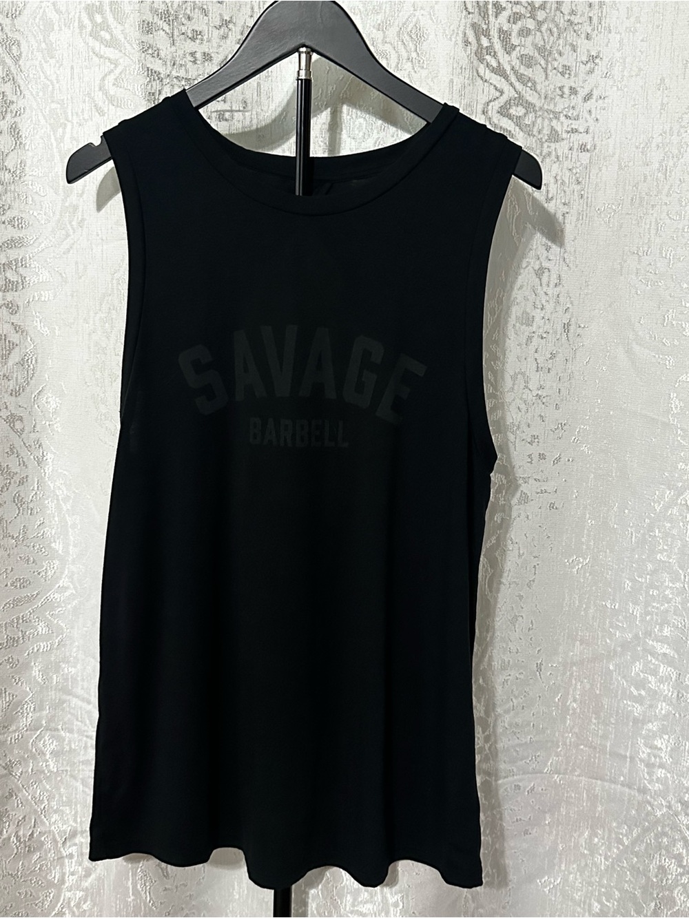 Savage Barbell Black Women's Keyhole Tie Back Muscle Tank, Large